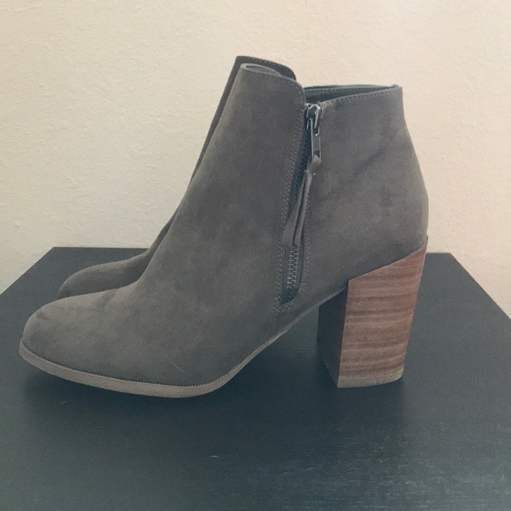 Green Faux Suede Booties